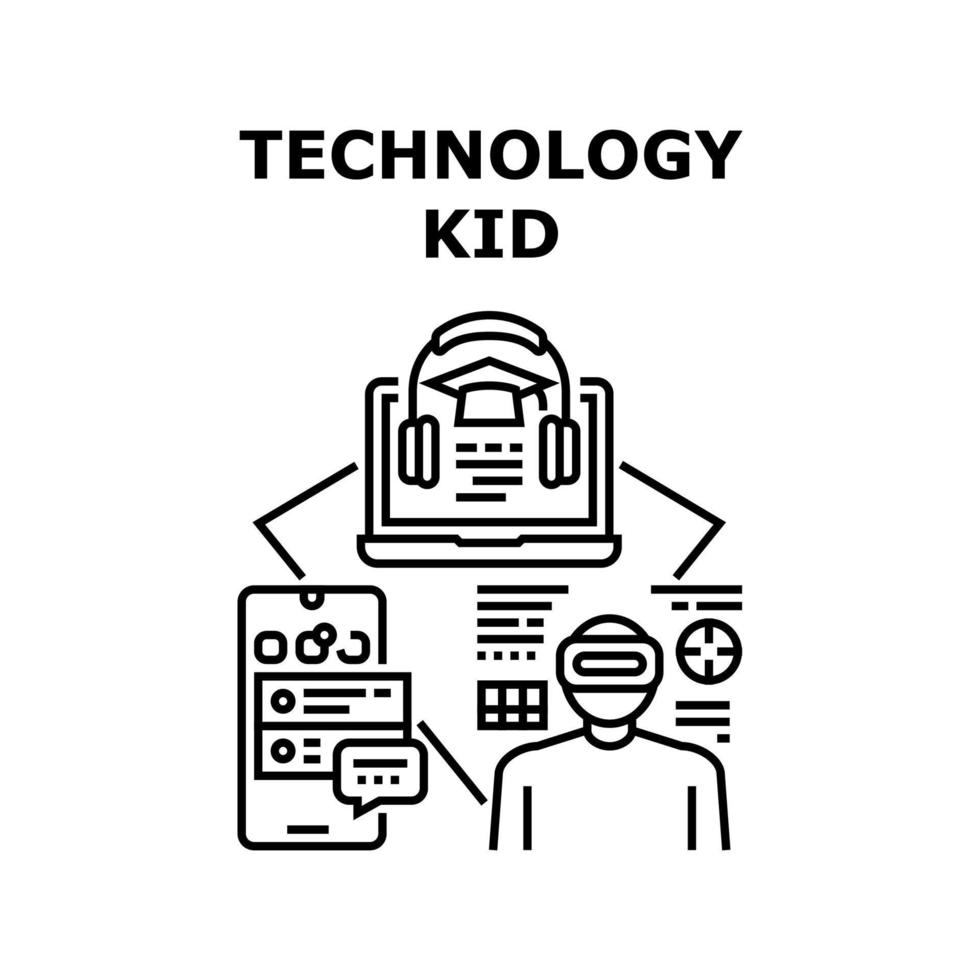 illustrazione vettoriale dell'icona del bambino della tecnologia