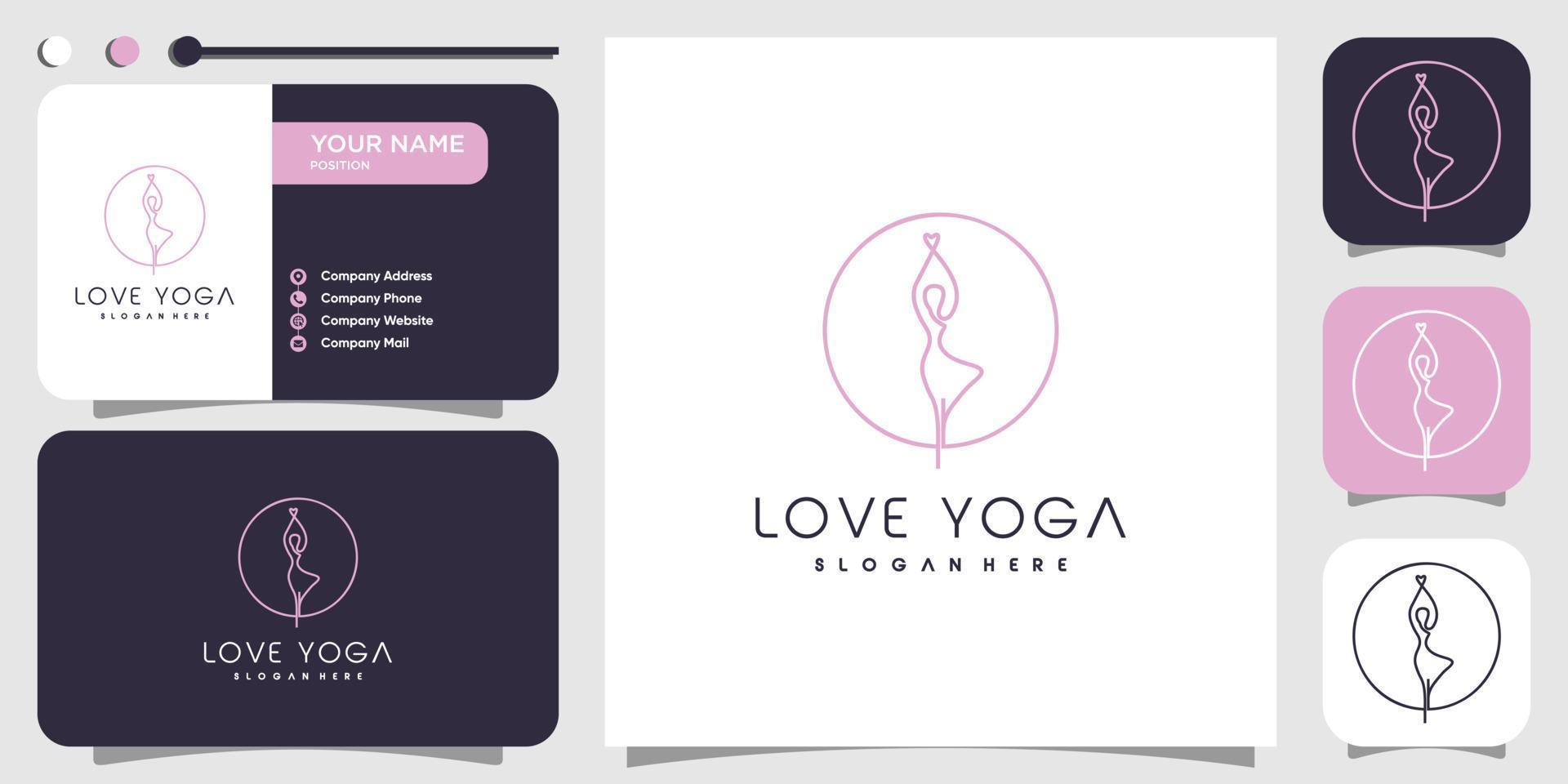 design del logo yoga con un vettore premium di concetto di line art unico