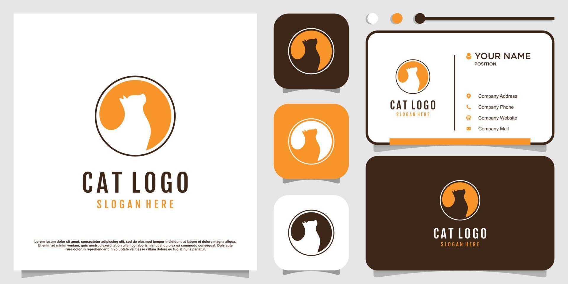 disegno del logo dell'icona del gatto e del cane con vettore premium di stile unico creativo