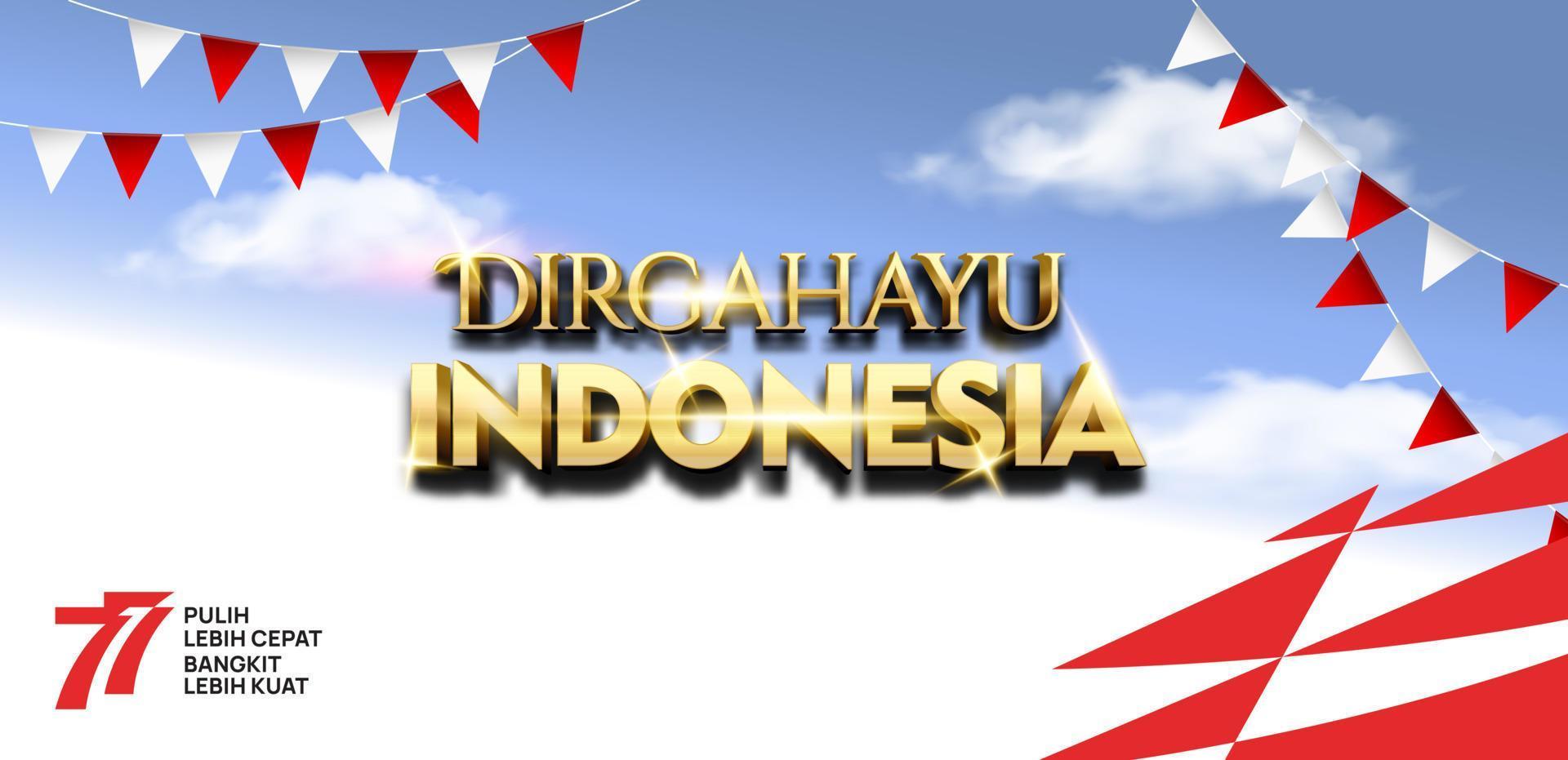 indonesia 77 anni. giorno dell'indipendenza della repubblica indonesiana. disegno del modello del manifesto dell'illustrazione vettore