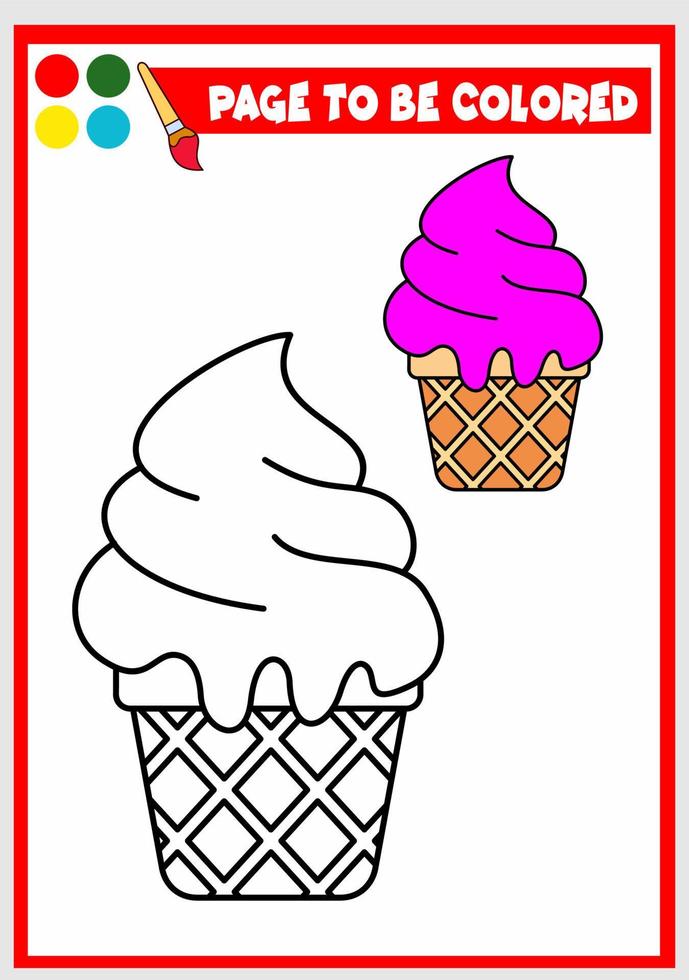 libro da colorare per bambini. gelato vettore