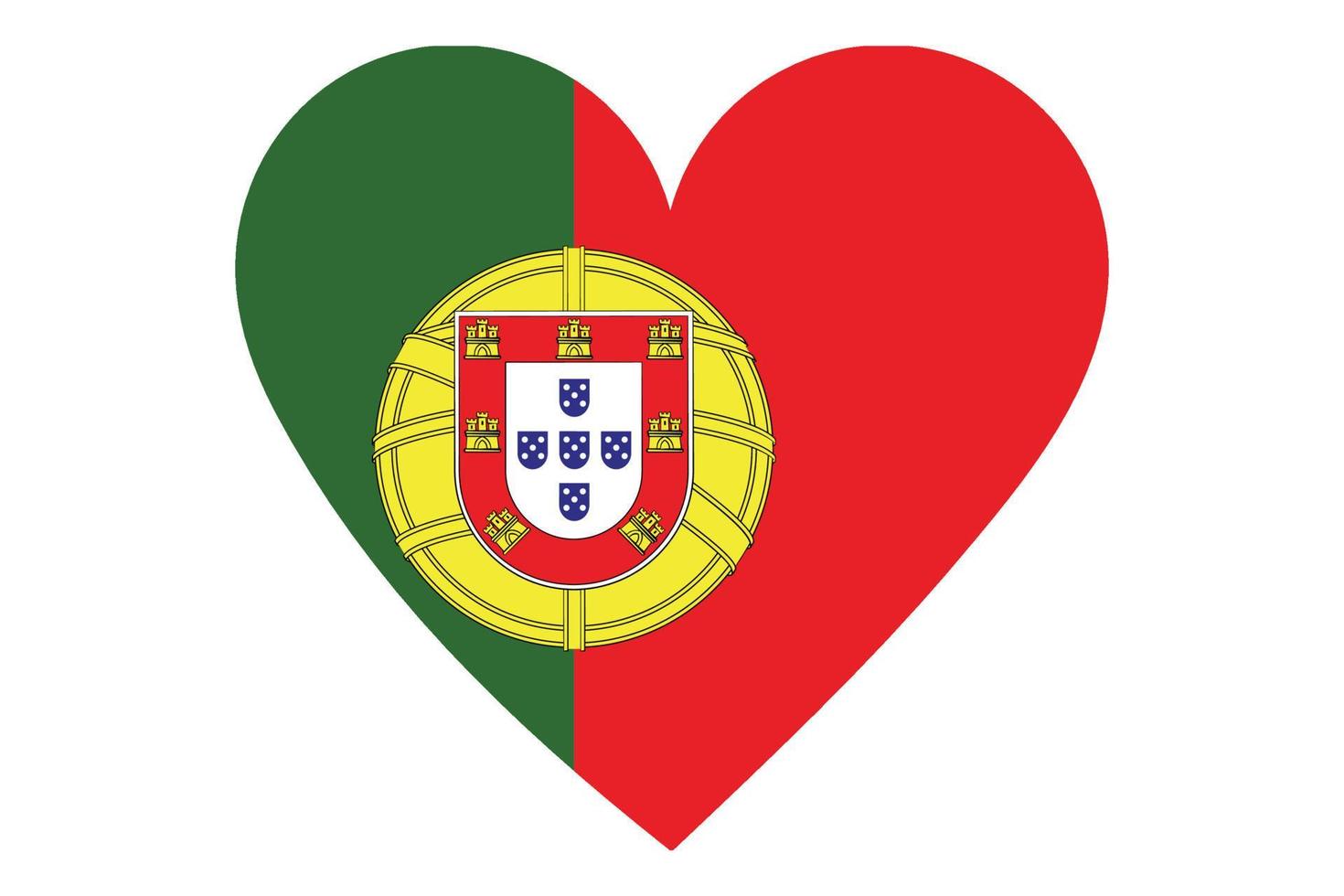 vettore di bandiera del cuore del Portogallo su sfondo bianco.