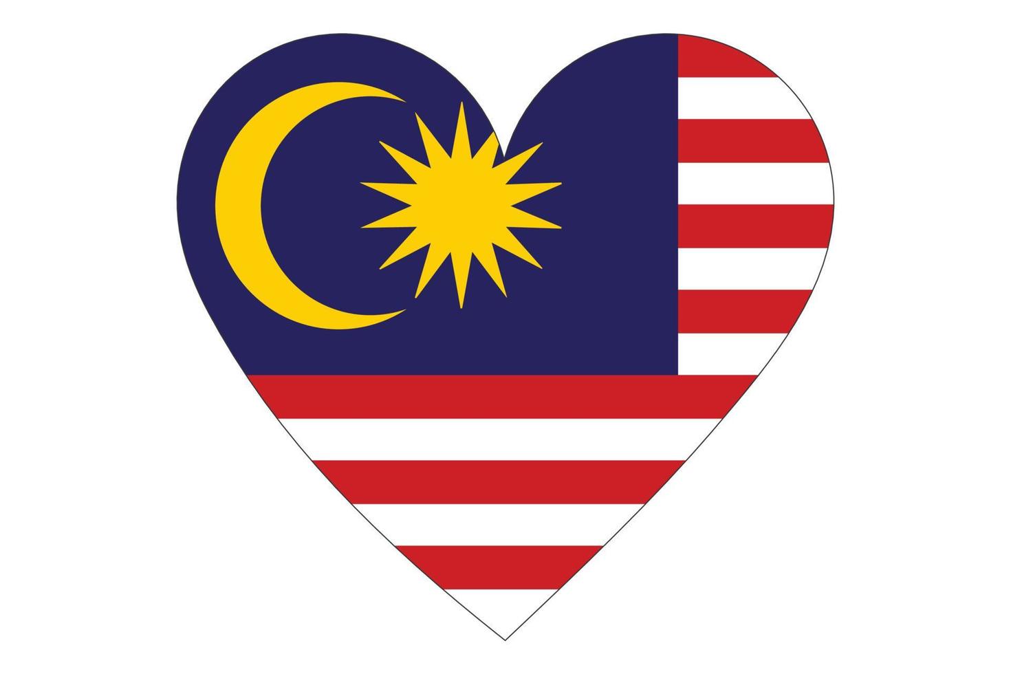 vettore di bandiera del cuore della Malesia su sfondo bianco.