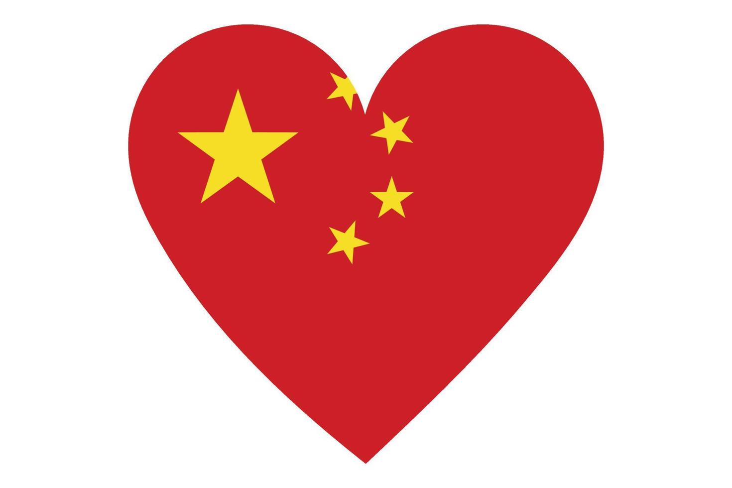 vettore di bandiera del cuore della Cina su sfondo bianco.