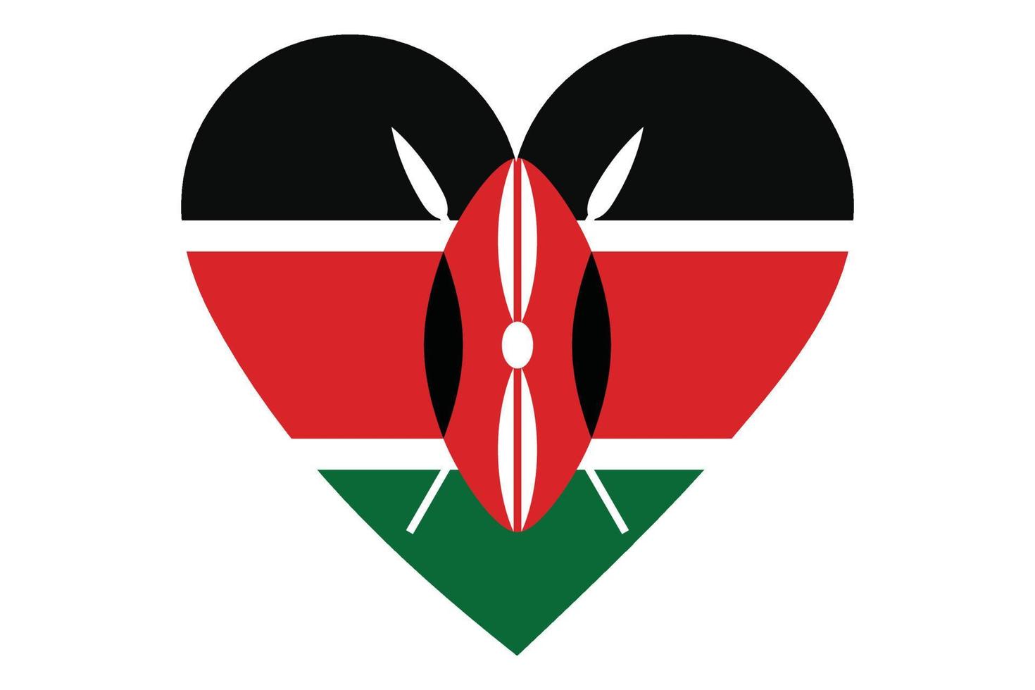 vettore di bandiera del cuore del Kenya su sfondo bianco.