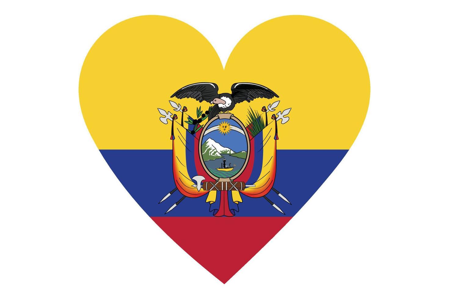 vettore di bandiera del cuore dell'ecuador su sfondo bianco.