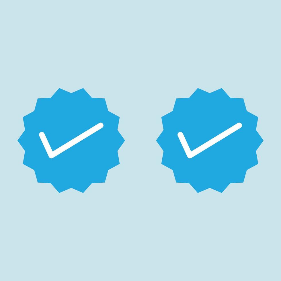 approvazione verificata account social media segno di spunta blu icona vettore badge verificato blu