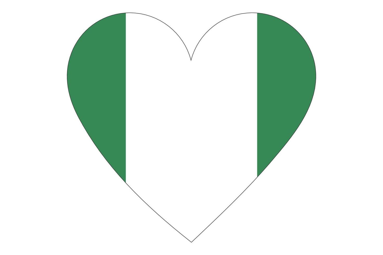 vettore di bandiera del cuore della nigeria su sfondo bianco.