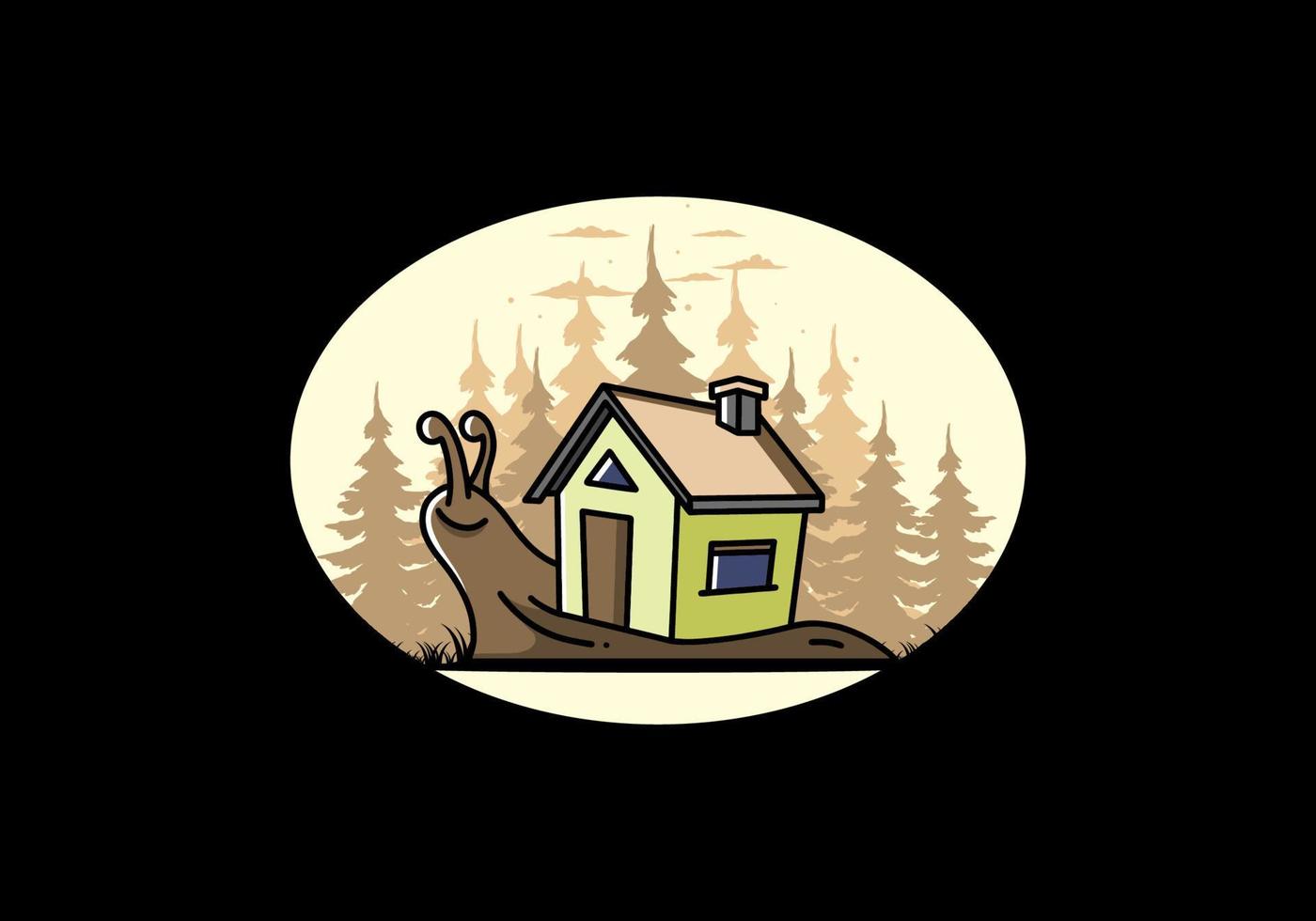disegno dell'illustrazione della casa e della lumaca che cammina vettore