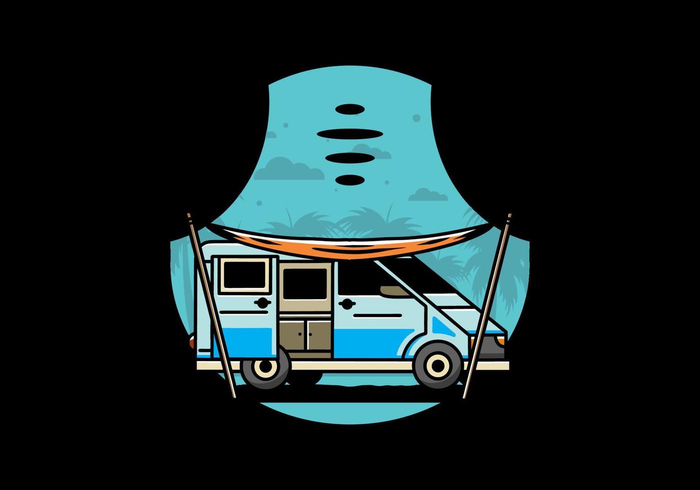 design dell'illustrazione del camper e del doppio tetto del furgone vettore