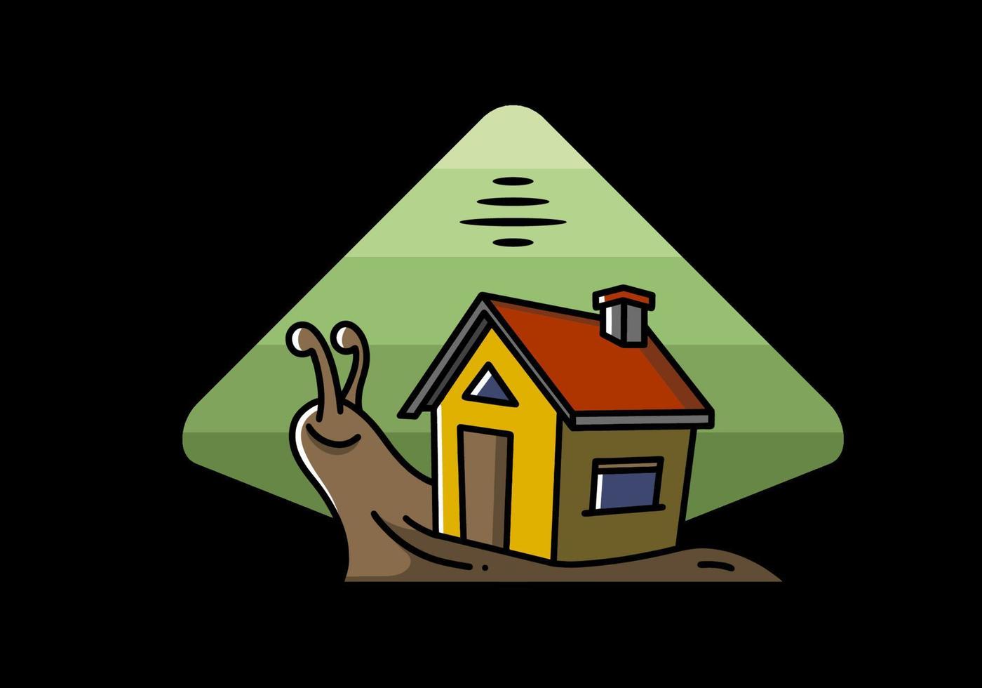 disegno dell'illustrazione della casa e della lumaca che cammina vettore