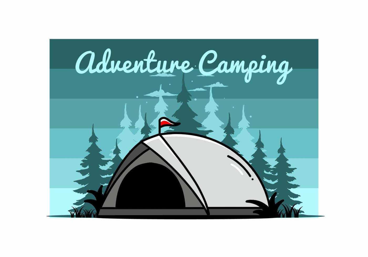 disegno del distintivo dell'illustrazione del campeggio della tenda della cupola vettore