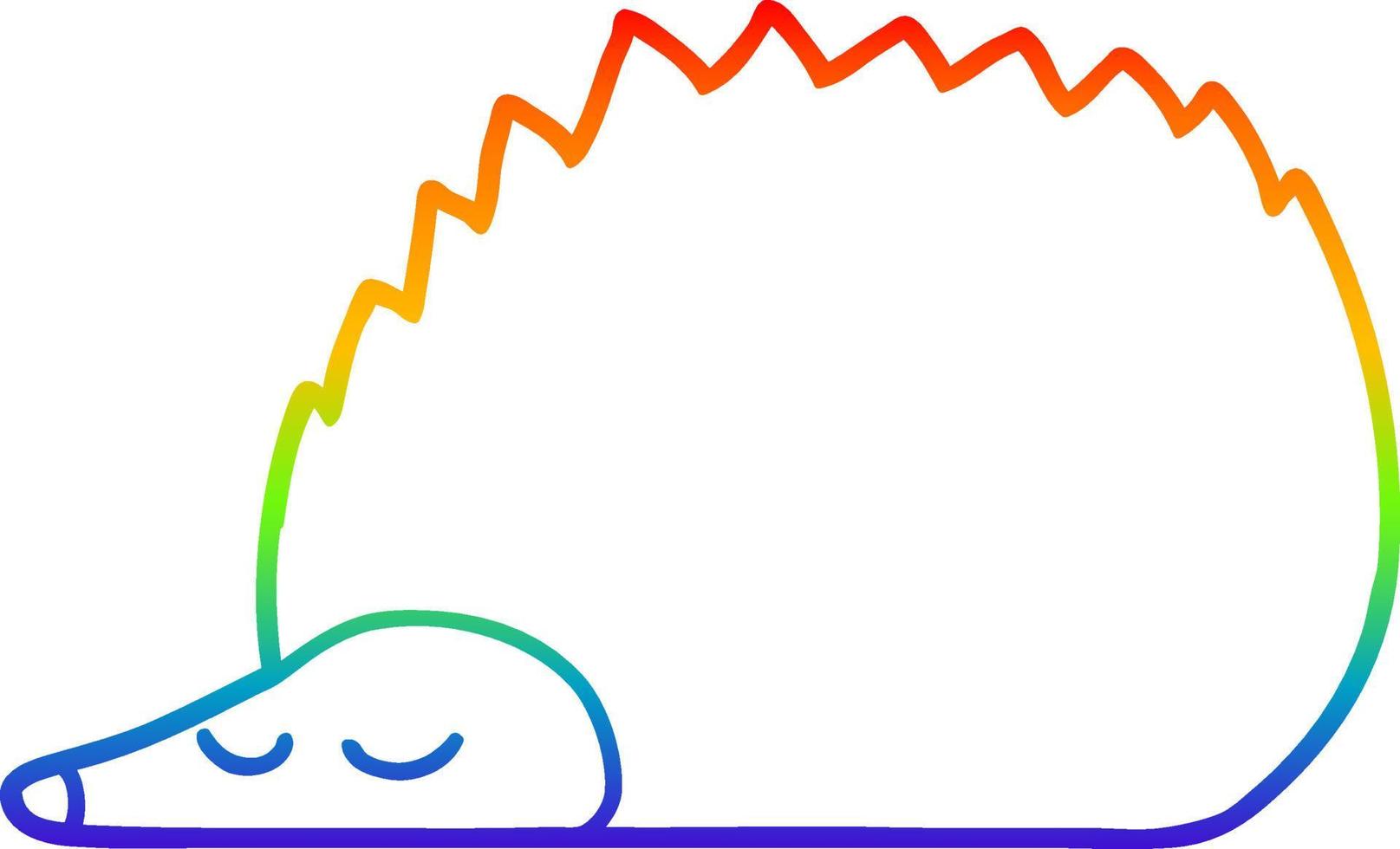 Riccio di cartone animato di disegno a tratteggio sfumato arcobaleno vettore