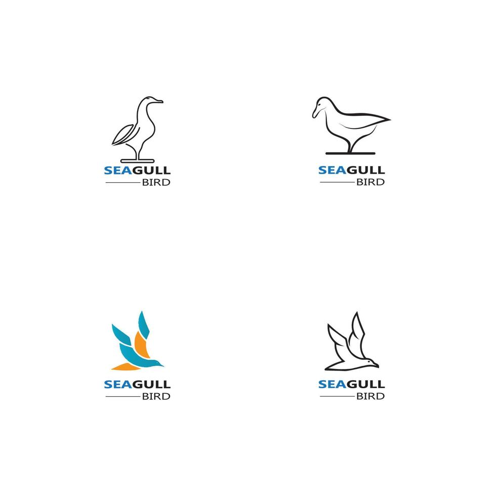 disegni vettoriali dell'icona del logo dell'uccello del gabbiano