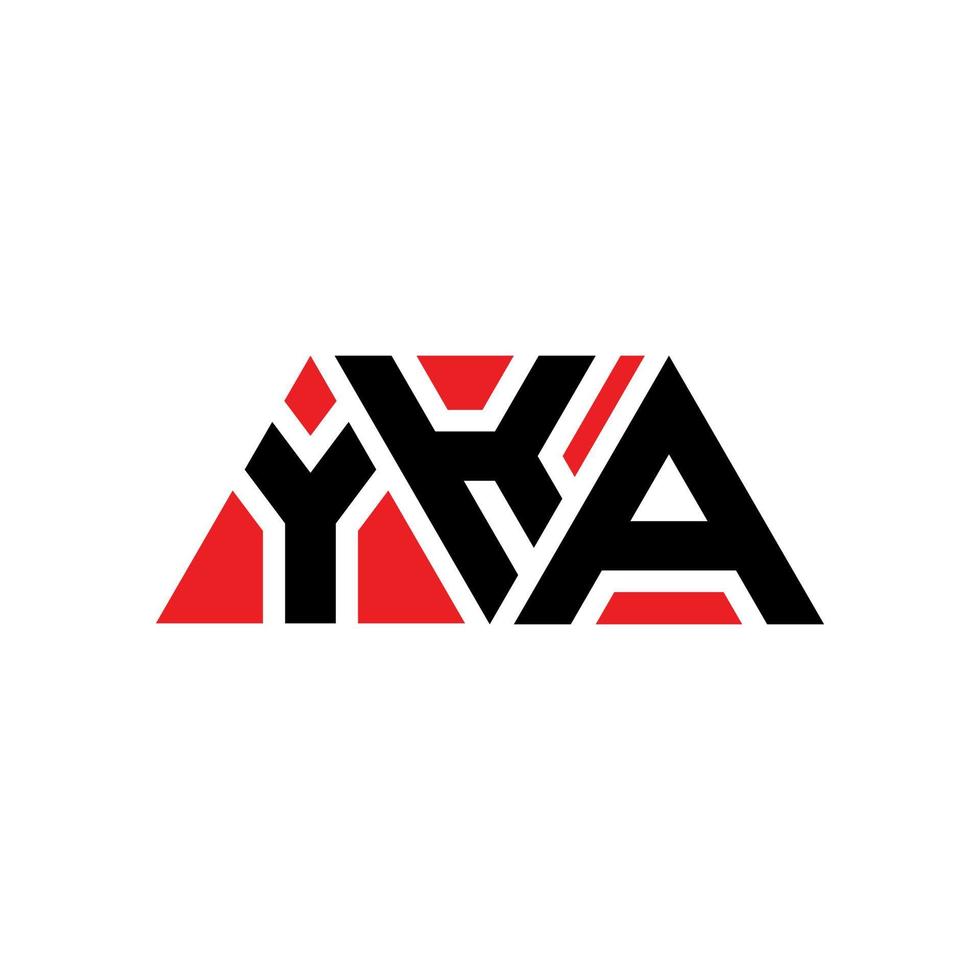 design del logo della lettera del triangolo yka con forma triangolare. yka triangolo logo design monogramma. modello di logo vettoriale triangolo yka con colore rosso. logo triangolare yka logo semplice, elegante e lussuoso. yka
