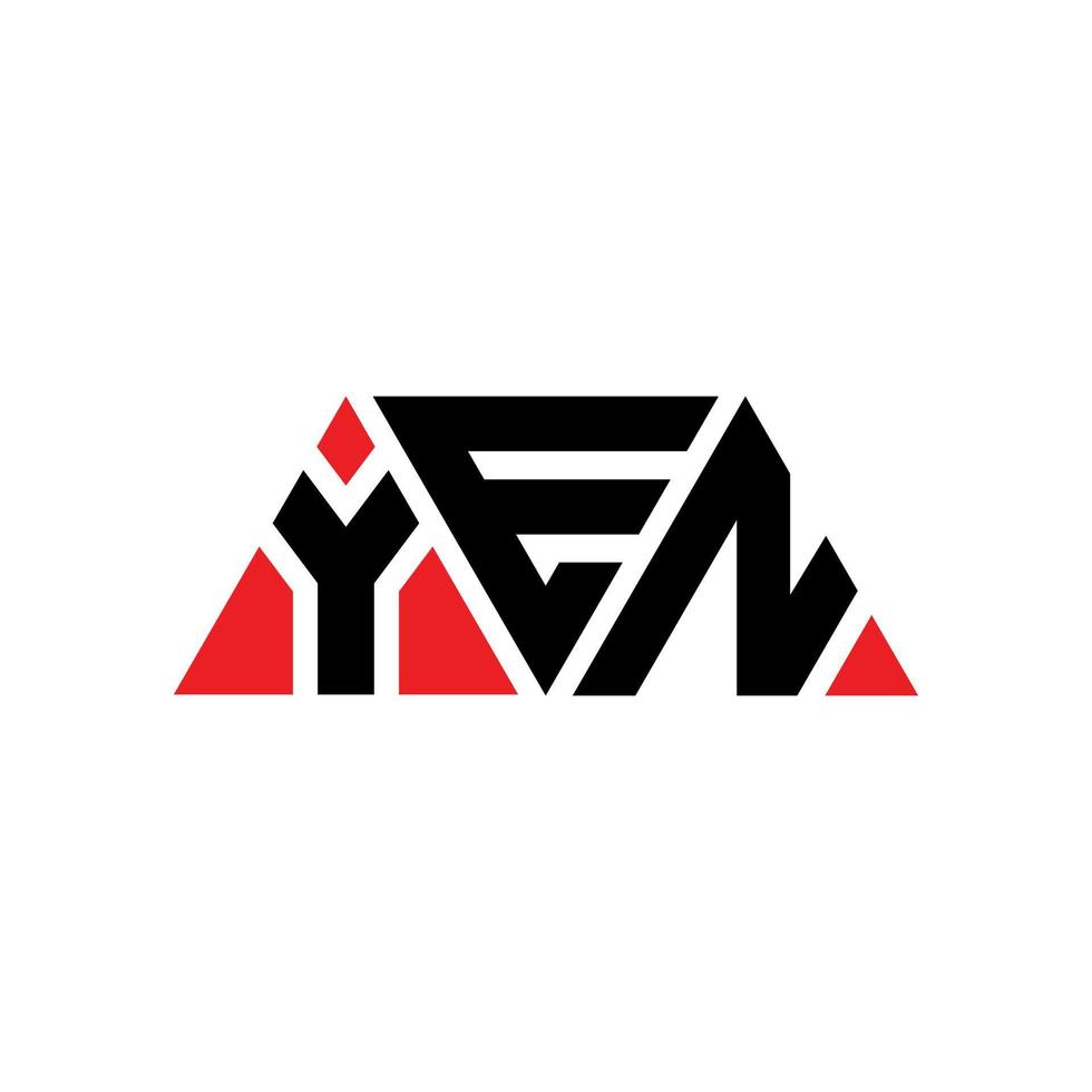 design del logo della lettera del triangolo yen con forma triangolare. yen triangolo logo design monogramma. modello di logo vettoriale triangolo yen con colore rosso. yen logo triangolare logo semplice, elegante e lussuoso. yen