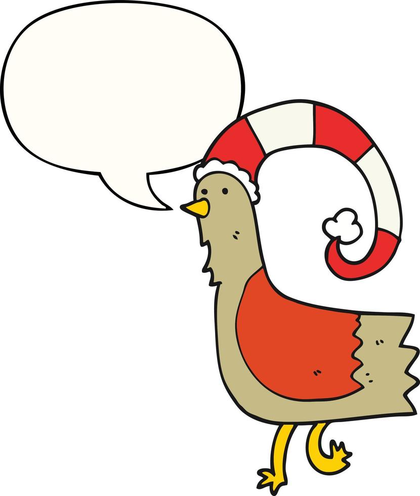 pollo caroton in cappello di natale divertente e fumetto vettore