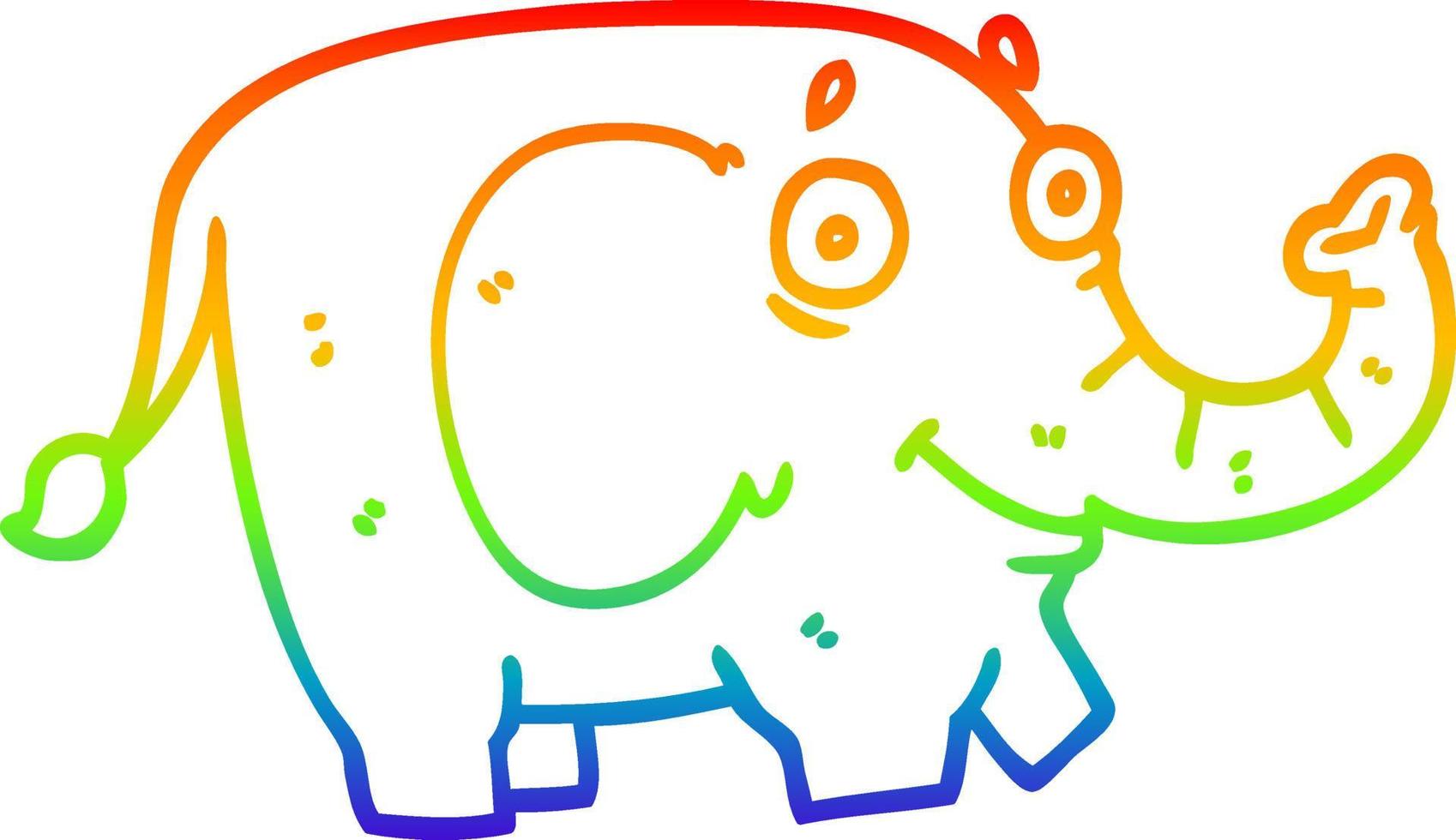 arcobaleno gradiente linea disegno cartone animato divertente elefante vettore