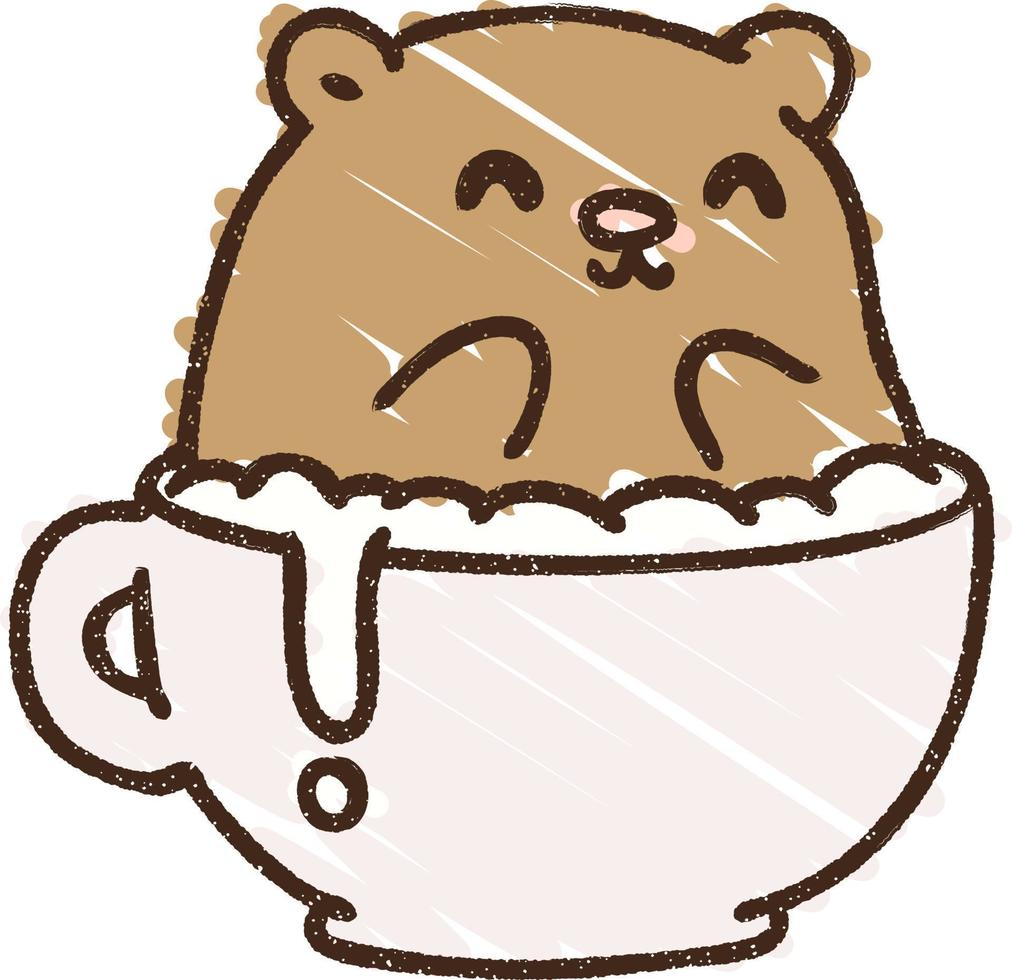disegno a gesso dell'orso del caffè vettore