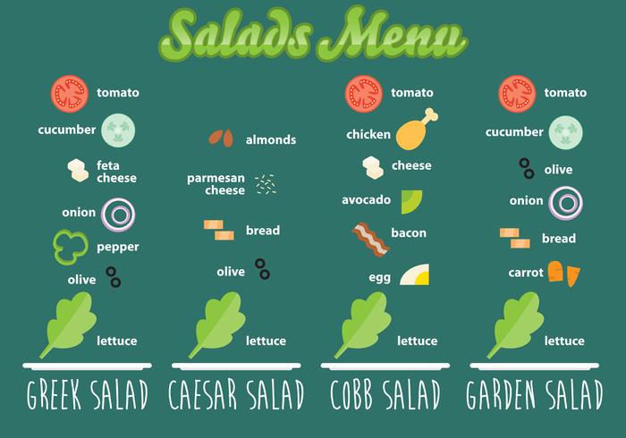 Ricette di insalate vettore