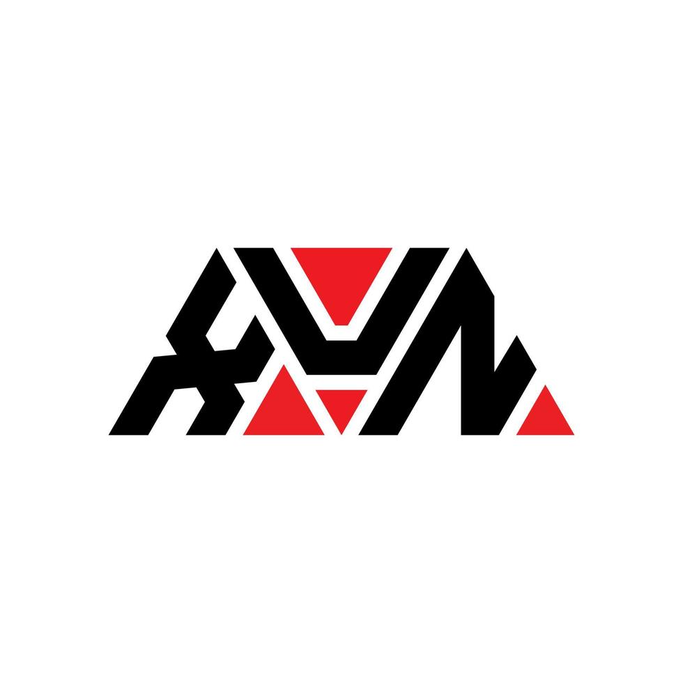 xun triangolo lettera logo design con forma triangolare. monogramma di design del logo del triangolo xun. modello di logo vettoriale triangolo xun con colore rosso. logo triangolare xun logo semplice, elegante e lussuoso. xun