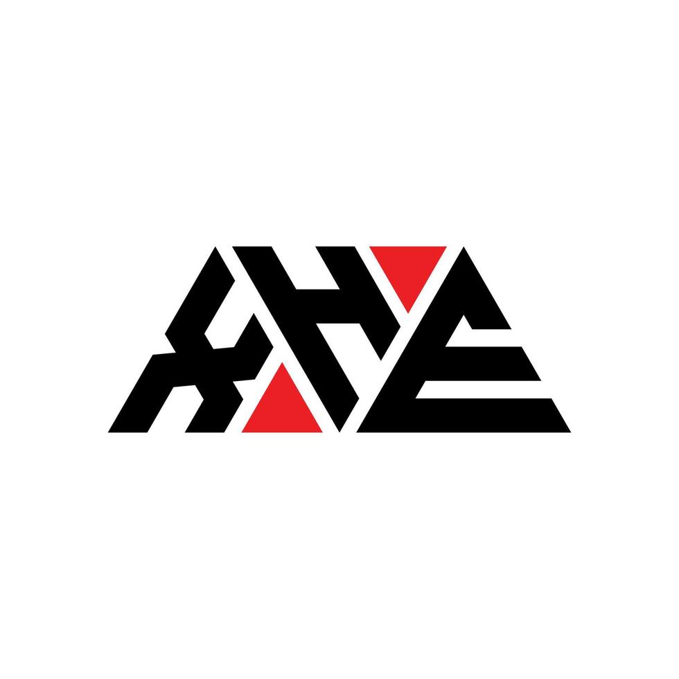 xhe triangolo logo design lettera con forma triangolare. xhe triangolo logo design monogramma. modello di logo vettoriale triangolo xhe con colore rosso. xhe logo triangolare logo semplice, elegante e lussuoso. xhe