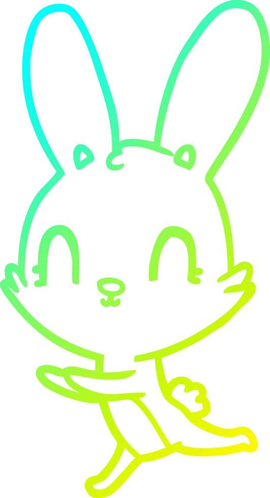 disegno a tratteggio a gradiente freddo coniglio simpatico cartone animato vettore