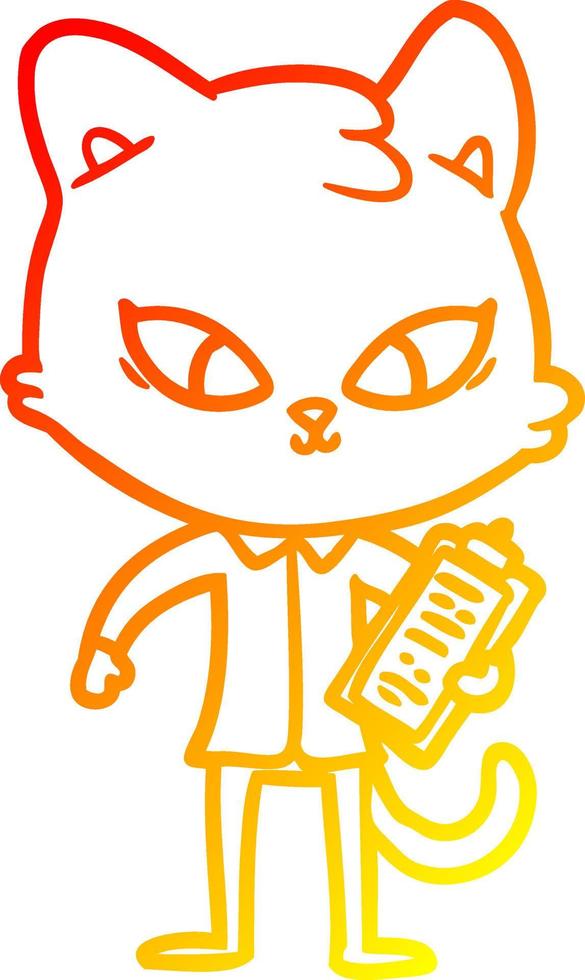 caldo gradiente di linea disegno simpatico cartone animato gatto vettore