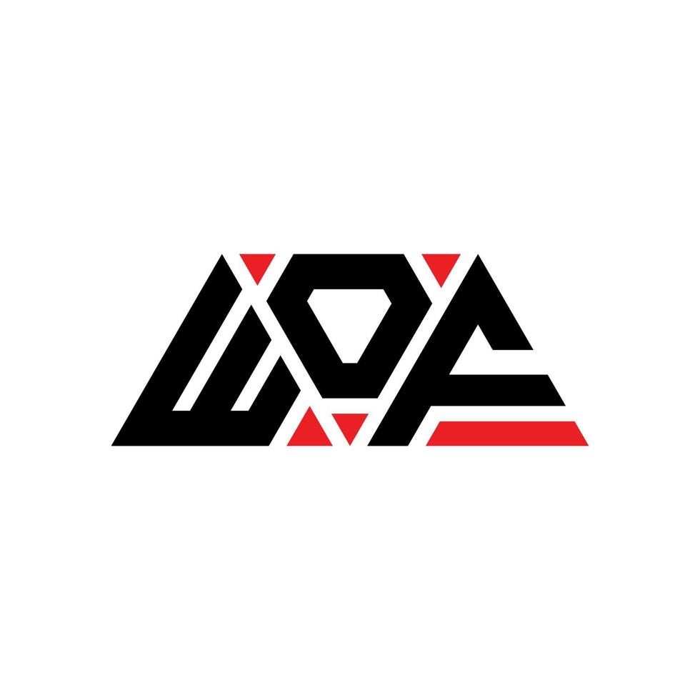 logo della lettera triangolare wof con forma triangolare. monogramma wof triangolo logo design. modello di logo vettoriale triangolo wof con colore rosso. logo triangolare wof logo semplice, elegante e lussuoso. wof