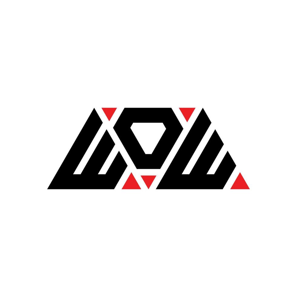 wow design del logo della lettera triangolare con forma triangolare. monogramma wow triangolo logo design. wow modello di logo vettoriale triangolo con colore rosso. wow logo triangolare logo semplice, elegante e lussuoso. oh!