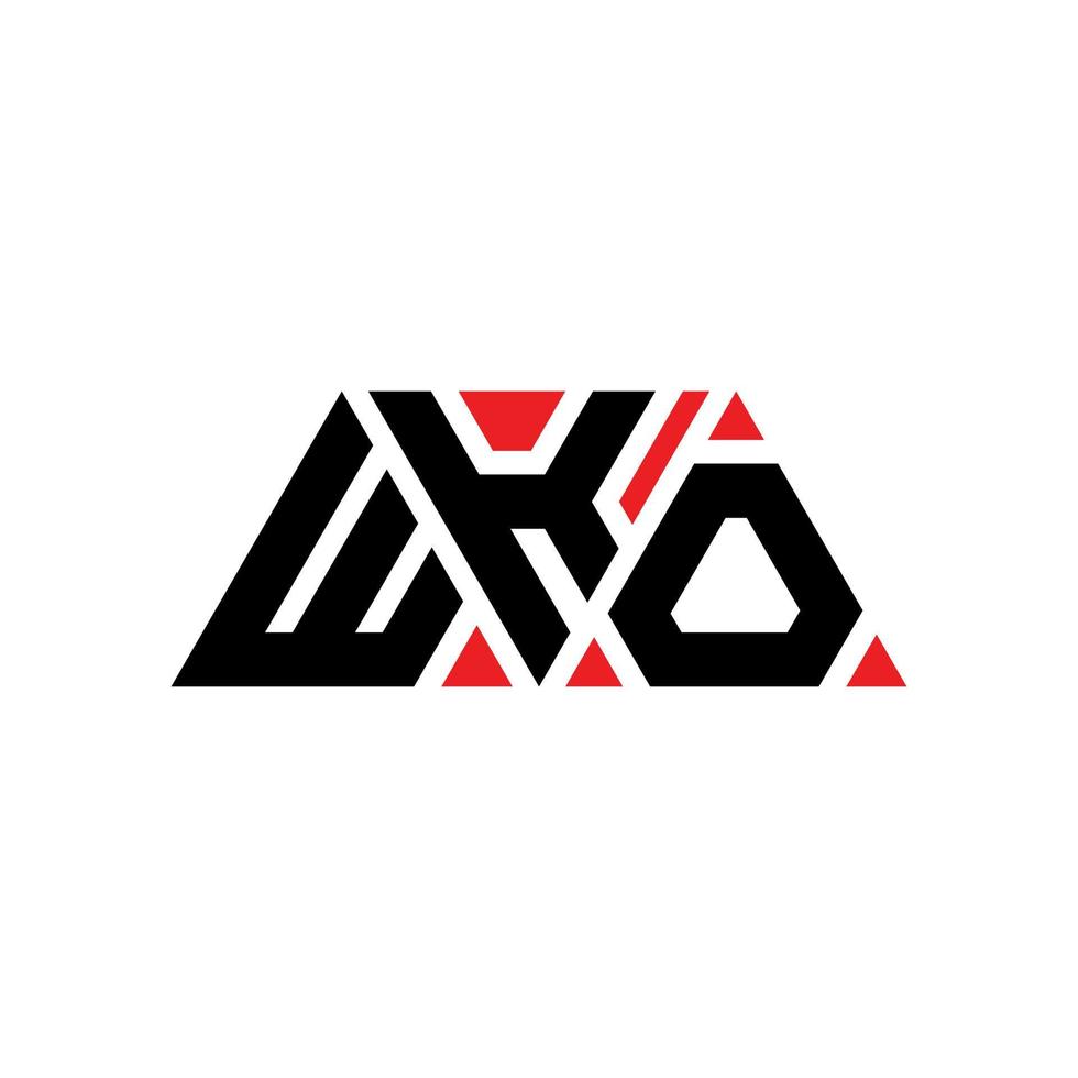 logo della lettera triangolare wko con forma triangolare. monogramma wko triangolo logo design. modello di logo vettoriale triangolo wko con colore rosso. logo triangolare wko logo semplice, elegante e lussuoso. wko