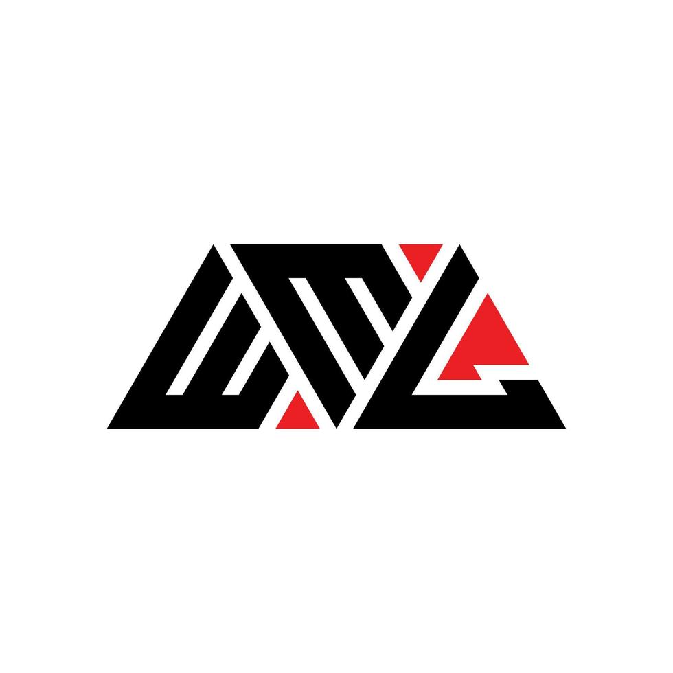 logo della lettera triangolare wml con forma triangolare. monogramma di design logo triangolo wml. modello di logo vettoriale triangolo wml con colore rosso. logo triangolare wml logo semplice, elegante e lussuoso. wml