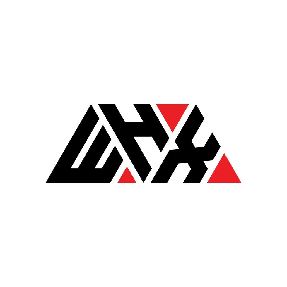 whx design del logo della lettera triangolare con forma triangolare. whx monogramma del design del logo del triangolo. modello di logo vettoriale triangolo whx con colore rosso. whx logo triangolare logo semplice, elegante e lussuoso. whx
