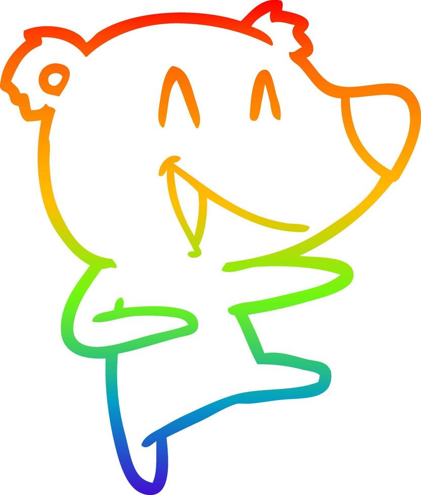 arcobaleno gradiente di disegno che ride orso cartone animato vettore