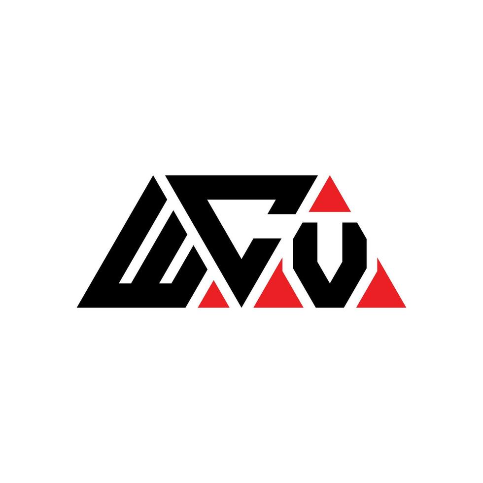 design del logo della lettera del triangolo wcv con forma triangolare. wcv triangolo logo design monogramma. modello di logo vettoriale triangolo wcv con colore rosso. logo triangolare wcv logo semplice, elegante e lussuoso. wcv