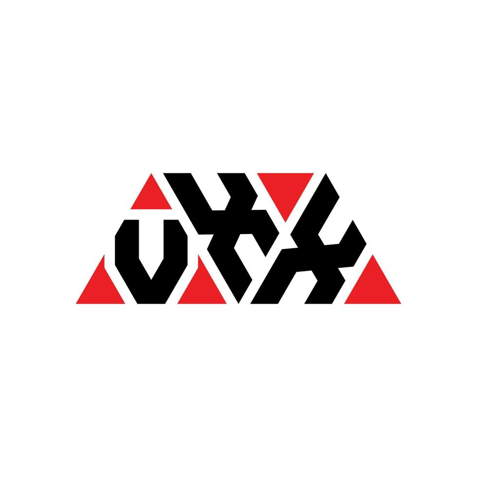 design del logo della lettera del triangolo vxx con forma triangolare. monogramma di design del logo del triangolo vxx. modello di logo vettoriale triangolo vxx con colore rosso. logo triangolare vxx logo semplice, elegante e lussuoso. vxx