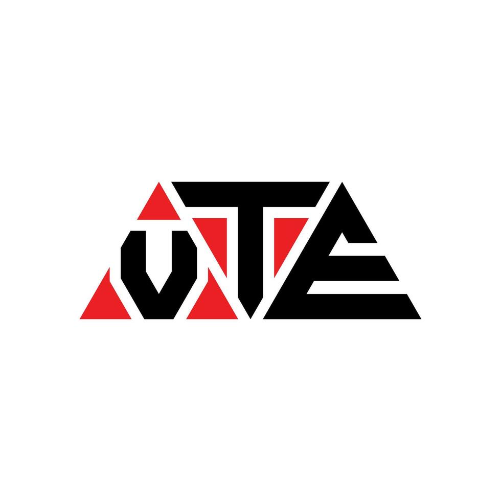 design del logo della lettera del triangolo vte con forma triangolare. vte triangolo logo design monogramma. modello di logo vettoriale triangolo vte con colore rosso. logo triangolare vte logo semplice, elegante e lussuoso. vte