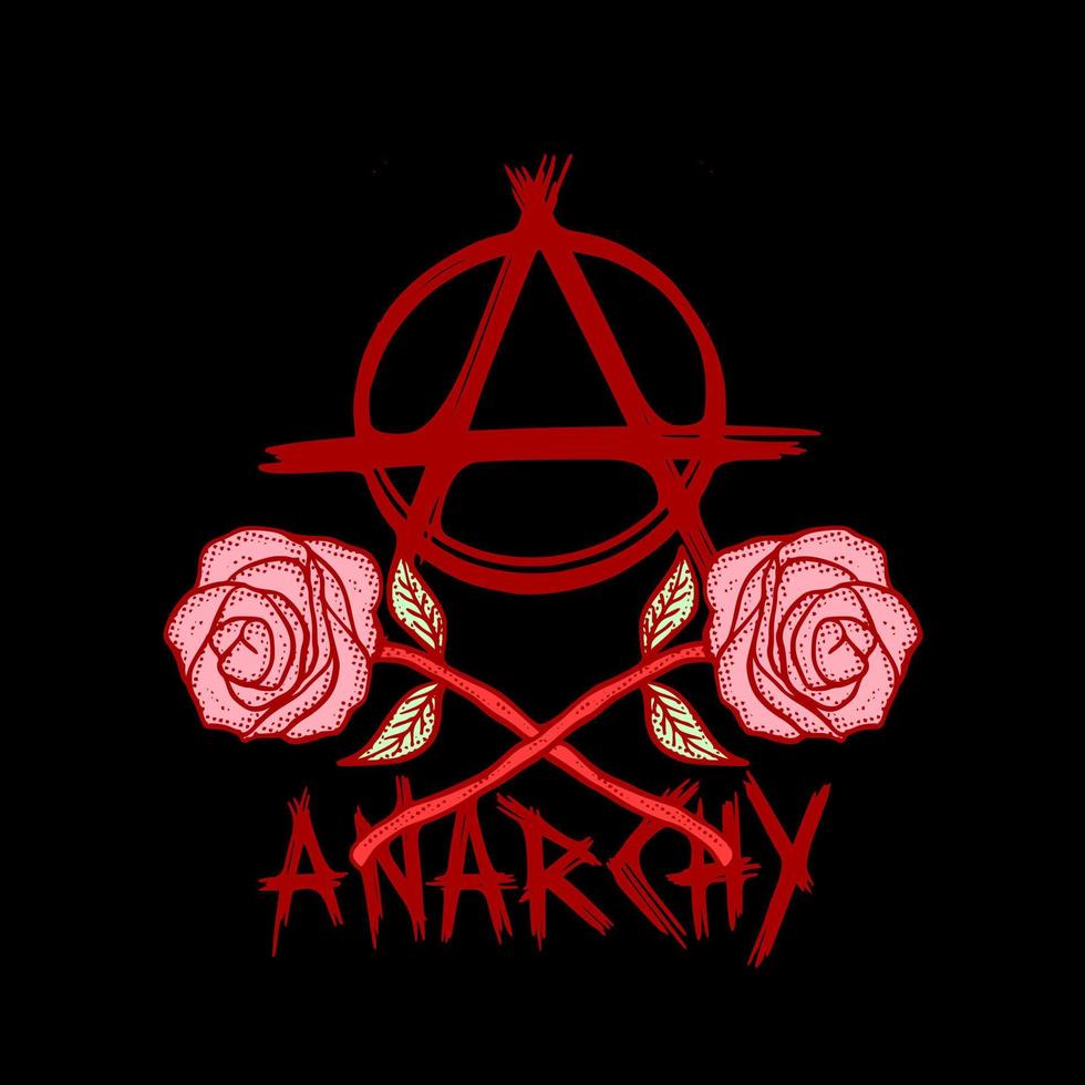 anarchia con fiori illustrazione vettore colorato per la stampa su tshirt, poster, logo, adesivi ecc