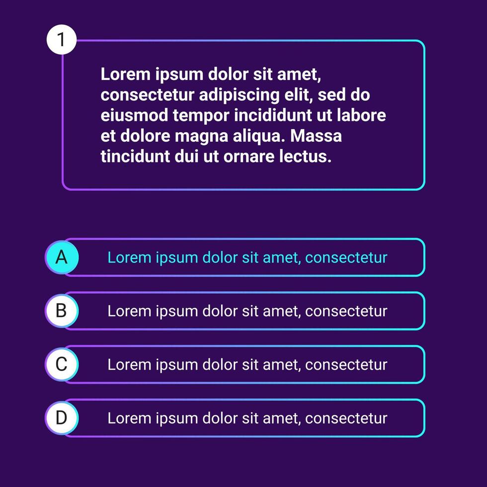 illustrazione vettoriale di progettazione dell'interfaccia utente del modello di test del quiz