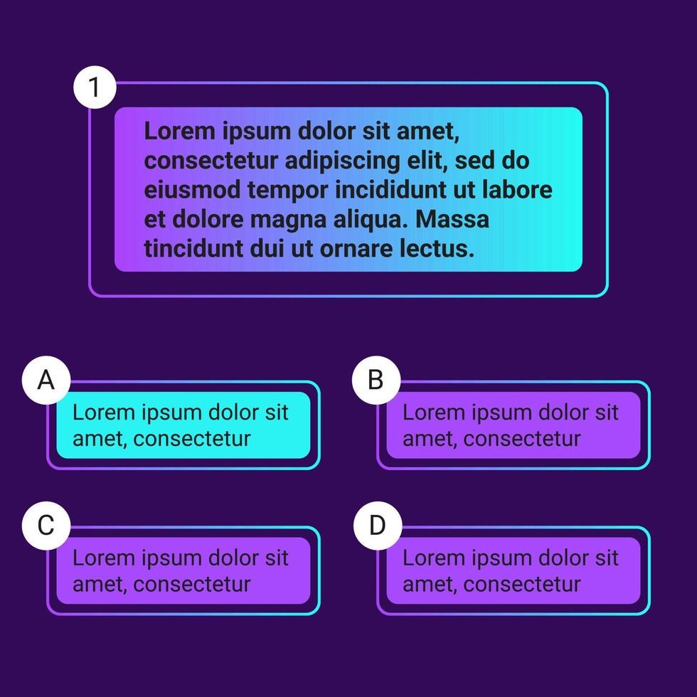 illustrazione vettoriale di progettazione dell'interfaccia utente del modello di test del quiz