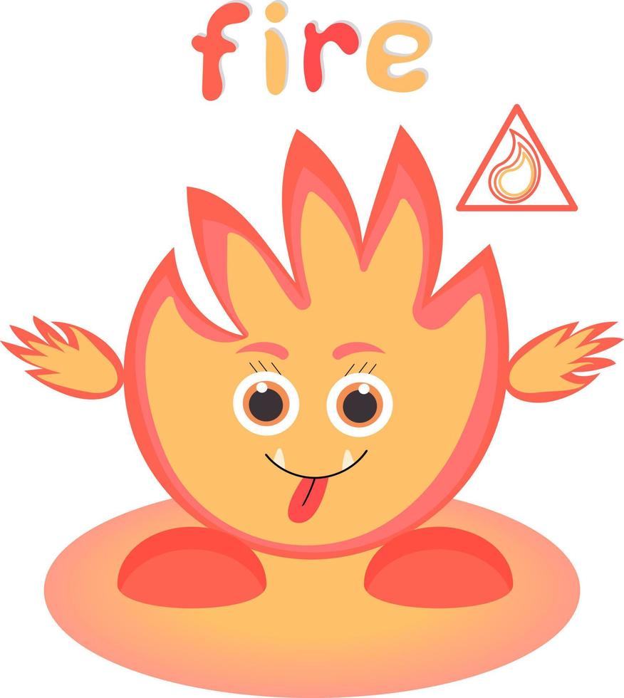 l'elemento della natura è il fuoco. simpatico mostro di fuoco. illustrazione del fumetto di vettore. vettore