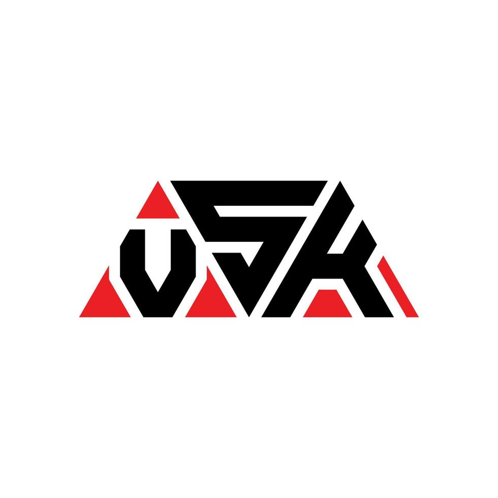 design del logo della lettera triangolo vsk con forma triangolare. monogramma di design del logo triangolo vsk. modello di logo vettoriale triangolo vsk con colore rosso. logo triangolare vsk logo semplice, elegante e lussuoso. vs