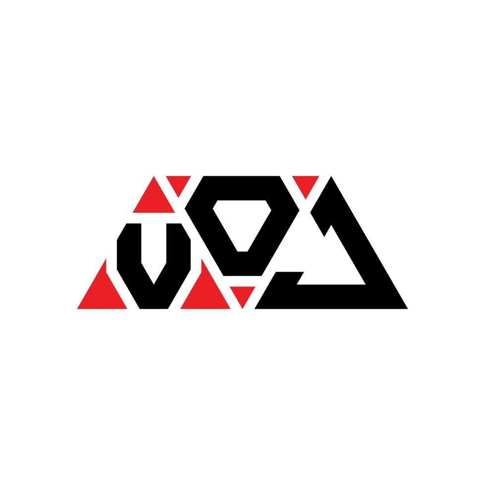 design del logo della lettera triangolo voj con forma triangolare. voj triangolo logo design monogramma. modello di logo vettoriale triangolo voj con colore rosso. voj logo triangolare logo semplice, elegante e lussuoso. voj