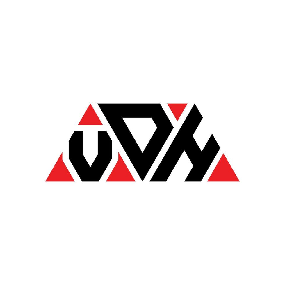 design del logo della lettera del triangolo vdh con forma triangolare. monogramma di design del logo del triangolo vdh. modello di logo vettoriale triangolo vdh con colore rosso. logo triangolare vdh logo semplice, elegante e lussuoso. vdh