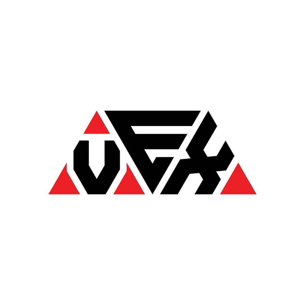 design del logo della lettera triangolo vex con forma triangolare. monogramma di design del logo triangolo vex. modello di logo vettoriale triangolo vex con colore rosso. logo triangolare vex logo semplice, elegante e lussuoso. irritante