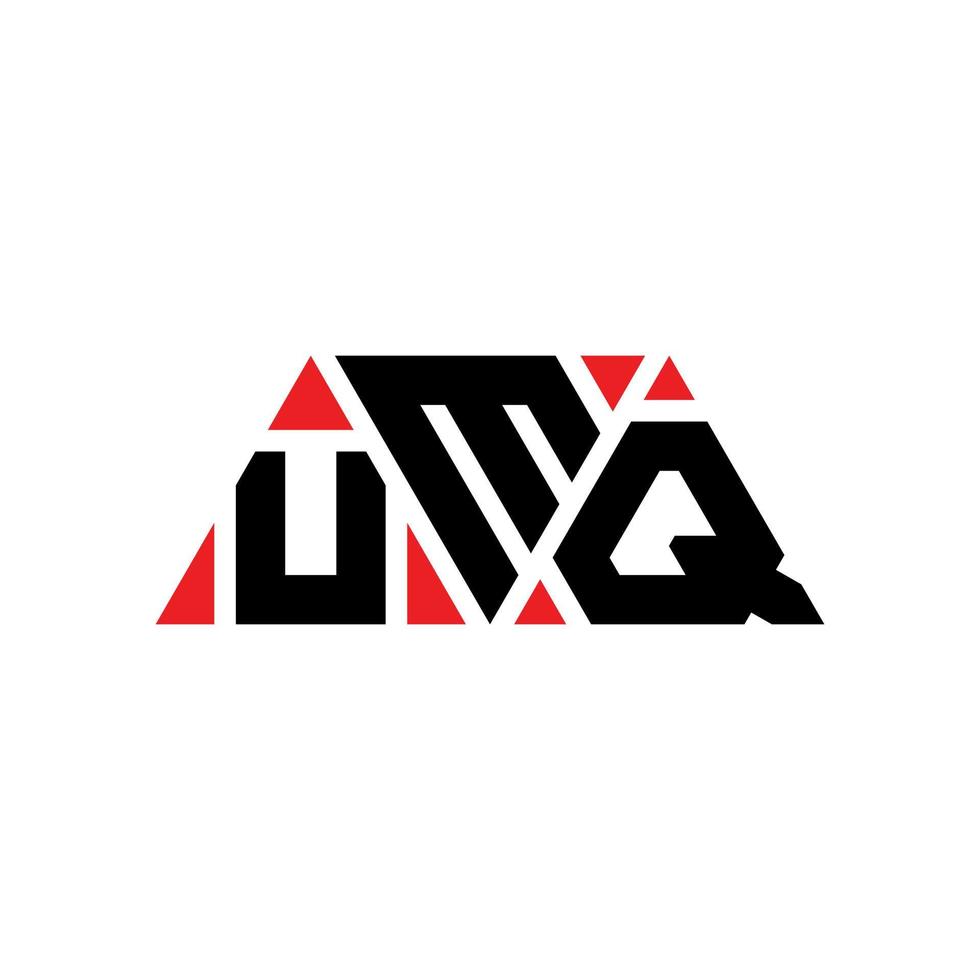 design del logo della lettera triangolare umq con forma triangolare. umq triangolo logo design monogramma. modello di logo vettoriale triangolo umq con colore rosso. logo triangolare umq logo semplice, elegante e lussuoso. umq