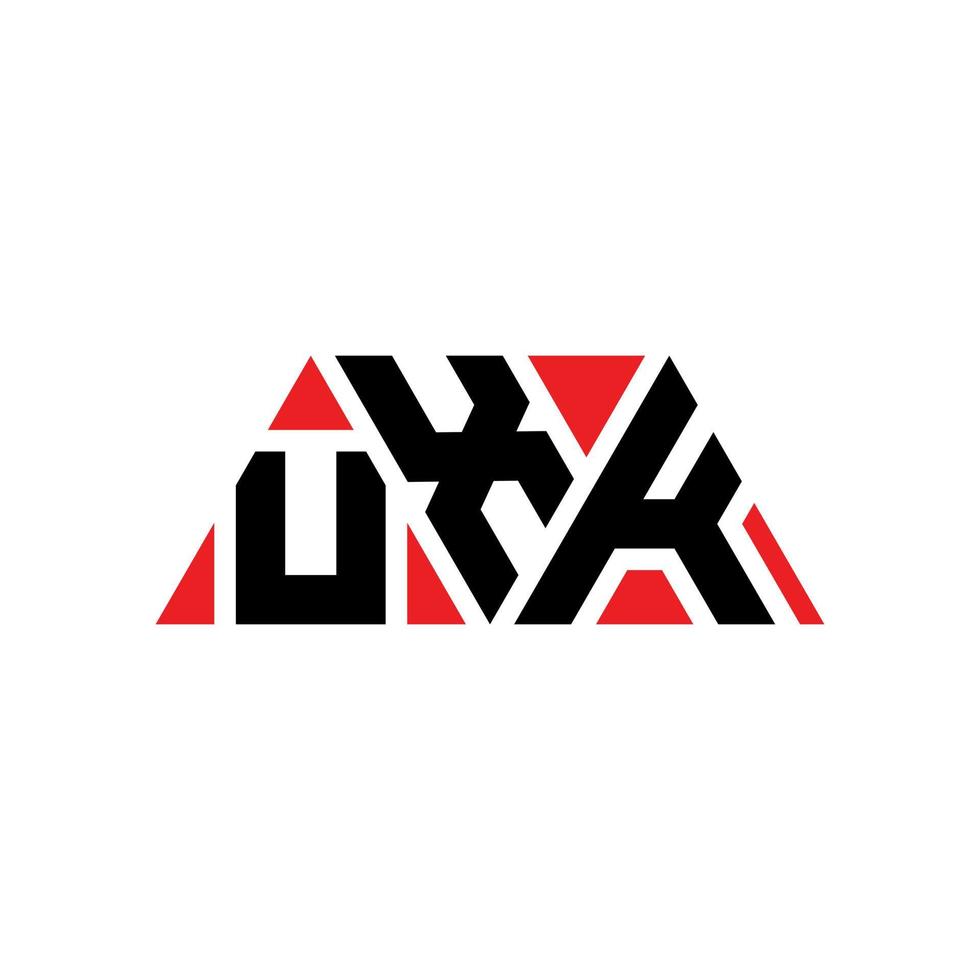 design del logo della lettera del triangolo uxk con forma triangolare. monogramma del design del logo del triangolo uxk. modello di logo vettoriale triangolo uxk con colore rosso. logo triangolare uxk logo semplice, elegante e lussuoso. uxk