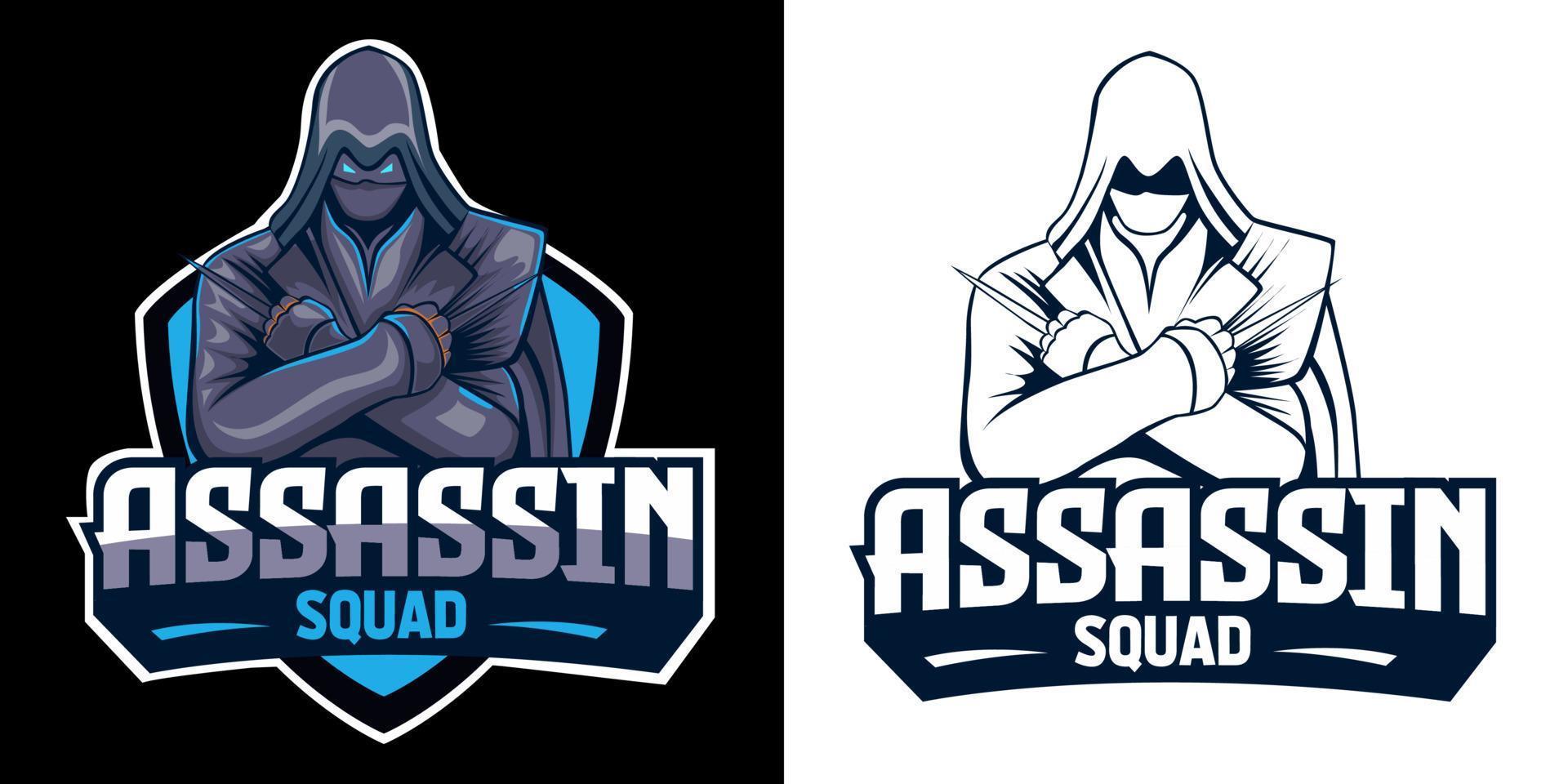 assassino esport logo mascotte design vettore