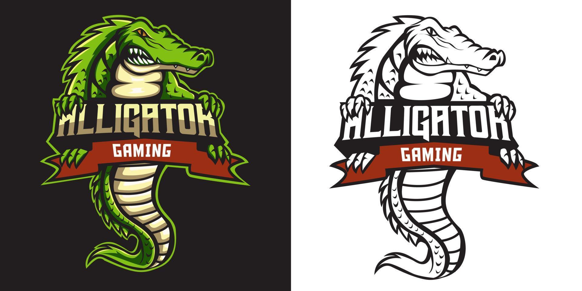 design della mascotte del logo esport alligatore vettore