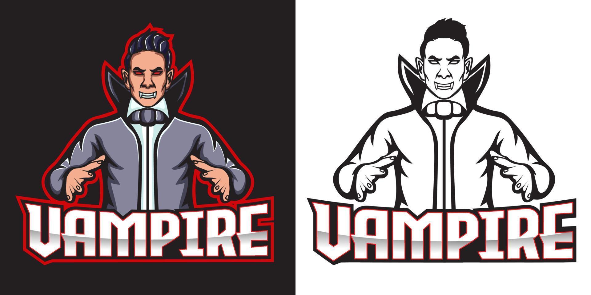 design della mascotte del logo esport dei vampiri vettore